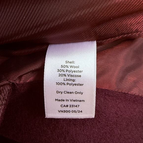 Talbots Double Breasted Wool Blend Pea Coat Plus Size 3XL Burgundy Wine Academia - Picture 11 of 16